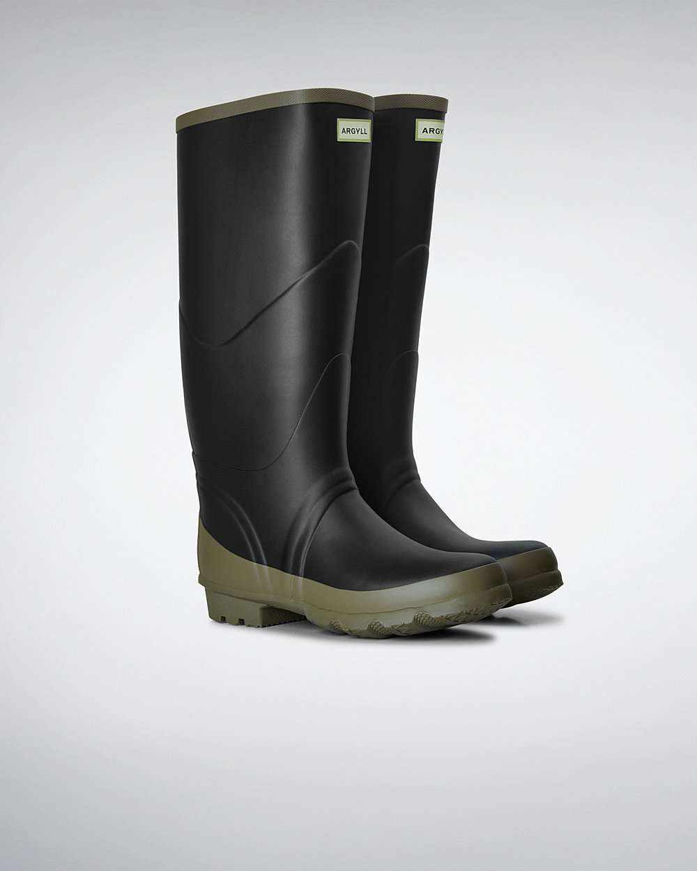 Botas de Lluvia Altas Hunter Mujer - Argyll Bullseye Full Knee - Negros - HETSGCM-57